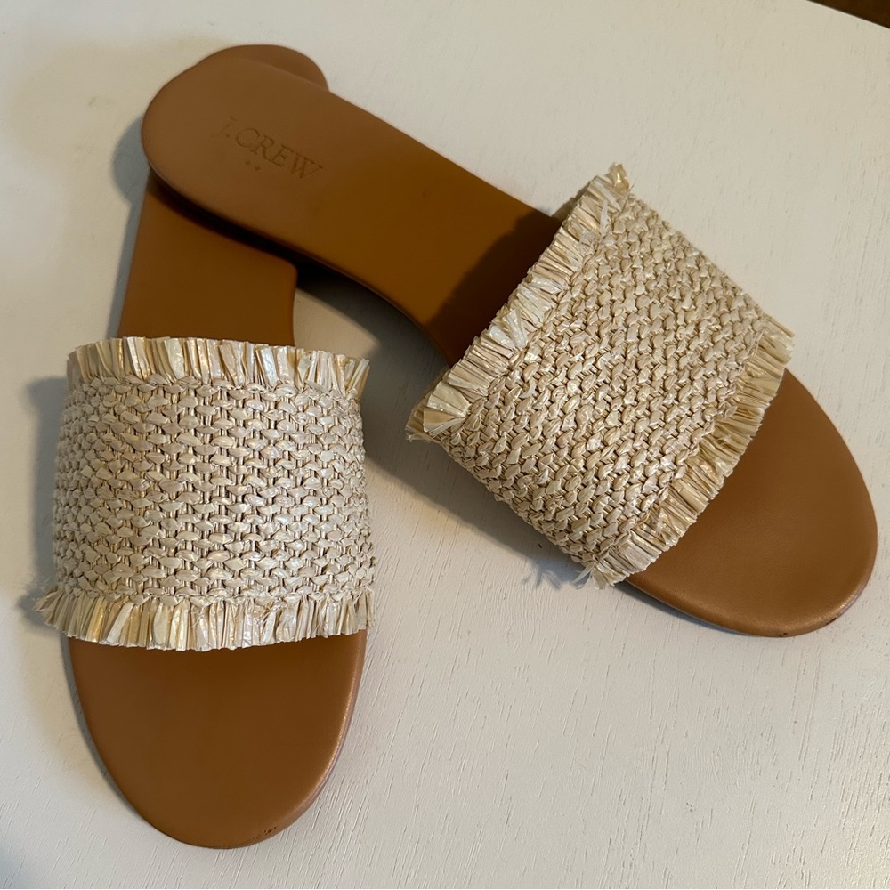 J.Crew Factory raffia slide sandals -size 11